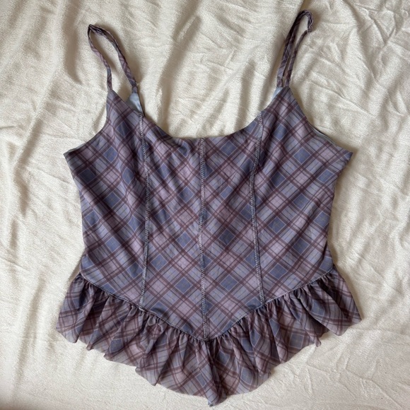 Preppy Plaid Ruffle Cami Tank Top - Picture 4 of 8
